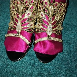 Black and Clear Crystal Peacock heels